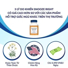 Viên uống hỗ trợ ngủ ngon The Vitamin Shoppe Snooze Right - Giải pháp tự nhiên giúp ngủ sâu và cải thiện chất lượng giấc ngủ hiệu quả.