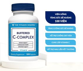 Viên Uống Tăng Sức Đề Kháng The Vitamin Shoppe Buffered C-Complex 100 Viên - Hỗ Trợ Vitamin C và Canxi, Chống Oxy Hóa Tối Ưu