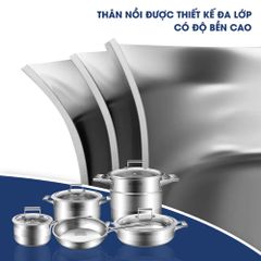 Bộ Nồi Chảo Inox 5 Đáy Nắp Kính Kalite KL-339 - Chất Liệu Inox 304 Cao Cấp, Thiết Kế Châu Âu, Dùng Cho Mọi Loại Bếp