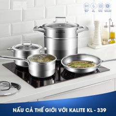 Bộ Nồi Chảo Inox 5 Đáy Nắp Kính Kalite KL-339 - Chất Liệu Inox 304 Cao Cấp, Thiết Kế Châu Âu, Dùng Cho Mọi Loại Bếp
