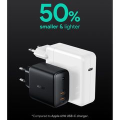 Bộ Sạc Nhanh Aukey PA-B4S 65W - Công Nghệ GaN, Sạc Laptop, iPhone, Android, Thiết Kế Nhỏ Gọn, Nhiều Cổng USB Chất Lượng Cao
