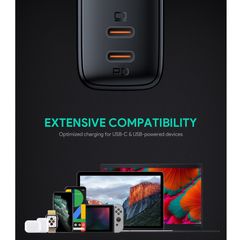 Bộ Sạc Nhanh Aukey PA-B4S 65W - Công Nghệ GaN, Sạc Laptop, iPhone, Android, Thiết Kế Nhỏ Gọn, Nhiều Cổng USB Chất Lượng Cao