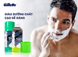 Bọt cạo râu Gillette Foamy Lemon Lime 175g - Hương chanh thơm mát, Dưỡng ẩm cho da, Phù hợp mọi loại da, Giúp cạo râu nhẹ nhàng