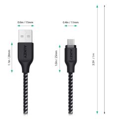 Cáp Sạc Điều Hợp Aukey CB-BAM2/BAM1 USB A Sang Micro USB 3.0/2.0, Dài 1.2m Chất Lượng Cao, Sạc Nhanh và Chống Gập Gãy