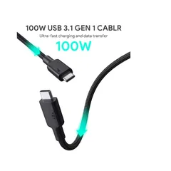 Cáp Sạc Nhanh Aukey CB-CD23 USB 3.1 Type C 100W - Tốc Độ Truyền Dữ Liệu 10Gbps, Độ Dài 1.2m, Chất Liệu Bền Bỉ