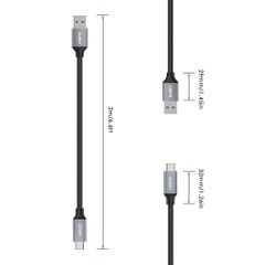 Cáp Sạc Nhanh AUKEY CB-CD3 USB 3.0 Sang USB-C 5Gbps - Dây Nylon 2m Chống Đứt, Chuyên Dùng Cho Điện Thoại và Máy Tính Bảng