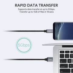 Cáp Sạc Nhanh AUKEY CB-CD3 USB 3.0 Sang USB-C 5Gbps - Dây Nylon 2m Chống Đứt, Chuyên Dùng Cho Điện Thoại và Máy Tính Bảng