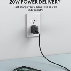 Củ sạc nhanh Aukey PA-F1S PD 20W - Công nghệ Power Delivery 3.0, Sạc nhanh USB-C, Tương thích với mọi smartphone hiện đại
