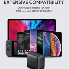 Củ Sạc Nhanh Aukey PA-F3S PD 20W - Sạc 2 Thiết Bị Cùng Lúc, Thiết Kế Nhỏ Gọn, Tương Thích iPhone và Android