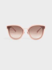 Kính mát Charles & Keith Gold-Trim Rectangular Sunglasses CK3-41280504 Pink