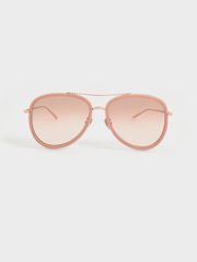 Kính mát Charles & Keith Recycled Acetate Gradient Tint Aviator Sunglasses CK3-11280486 Pink