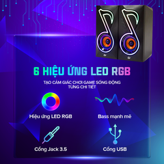 Loa Máy Tính Để Bàn VS-112 – Âm Thanh Bass Mạnh Mẽ Với Đèn LED RGB Sống Động, Thiết Kế Hiện Đại, Phụ Kiện Máy Tính Chất Lượng Cao