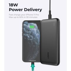Pin Sạc Dự Phòng Aukey PB-N73S 10000mAh PD 18W - Sạc Nhanh Dành Cho iPhone 13ProMax, Thiết Kế Gọn Nhẹ, Tương Thích Nhiều Thiết Bị