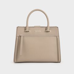 Túi Charles & Keith Double Handle Front Zip Tote CK2-30781467-2 Sand