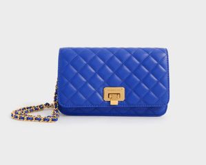 Túi đeo chéo Charles & Keith Quilted Push-Lock Clutch - Cerulean
