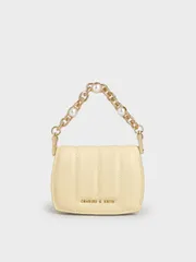 Túi nữ mini Charles & Keith Chain Handle Vanity Pouch CK6-30681004 Butter