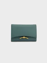 Ví Charles & Keith Huxley Metallic-Accent Front Flap Wallet CK6-10770532 Teal