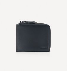 Ví da mini Pedro Unisex Leather Zipper Wallet - Black