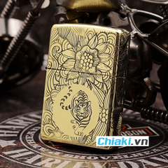 Bật Lửa Zippo 12 Con Giáp Năm Dần - Hổ, Đồng Thau Nguyên Khối, Họa Tiết Khắc 5 Mặt, Quà Tặng Sang Trọng Cho Fan Hổ