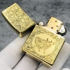 Bật Lửa Zippo 12 Con Giáp Năm Sửu - Trâu Chống Gió, Họa Tiết Khắc Chất Lượng, Quà Tặng Độc Đáo Cho Fan 12 Con Giáp