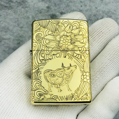 Bật Lửa Zippo 12 Con Giáp Năm Sửu - Trâu Chống Gió, Họa Tiết Khắc Chất Lượng, Quà Tặng Độc Đáo Cho Fan 12 Con Giáp