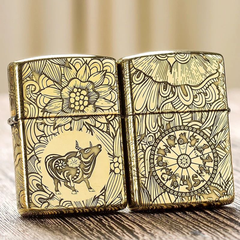 Bật Lửa Zippo 12 Con Giáp Năm Sửu - Trâu Chống Gió, Họa Tiết Khắc Chất Lượng, Quà Tặng Độc Đáo Cho Fan 12 Con Giáp