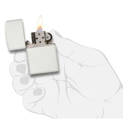 Bật Lửa Zippo 214 White Matte - Bật Lửa Chống Gió Sang Trọng Với Thiết Kế Tinh Tế - Quà Tặng Hảo Hạng Cho Người Yêu Thích Zippo