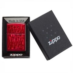Bật Lửa Zippo 29824 Iced Flame Design - Bật Lửa Đỏ Kẹo Táo với Logo Ngọn Lửa, Hộp Quà Tặng Độc Đáo cho Fan Bật Lửa