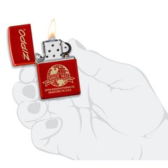 Bật Lửa Zippo 48150 Globe Design - Chống Gió, Vỏ Đồng Thau, Thiết Kế Metallic Red Sang Trọng, Quà Tặng Sành Điệu