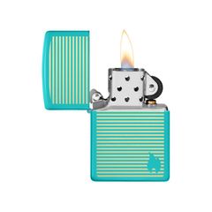 Bật Lửa Zippo 48151 Classic Flat Turquoise - Mẫu Khắc Laze Đơn Giản, Cổ Điển, Dùng Lại Nhiều Lần
