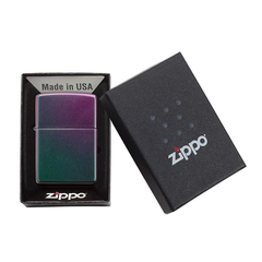 Bật Lửa Zippo 49146 Iridescent - Bề Mặt Satin Ngọc Lam Tím, Thiết Kế Thay Đổi Màu Sắc, Bền Bỉ, Chính Hãng