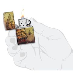 Bật Lửa Zippo 49355 Thiết Kế Tàu Cướp Biển - Chống Gió, Nguyên Khối Đồng Thau, Quà Tặng Độc Đáo Cho Fan Hâm Mộ Hàng Hải
