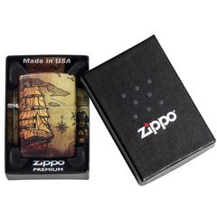 Bật Lửa Zippo 49355 Thiết Kế Tàu Cướp Biển - Chống Gió, Nguyên Khối Đồng Thau, Quà Tặng Độc Đáo Cho Fan Hâm Mộ Hàng Hải