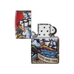 Bật Lửa Zippo 49532 Nautical Tattoo Design - Hình Xăm Hàng Hải Cổ Điển, Chất Liệu Đồng Thau, Nạp Năng Lượng Lại, Quà Tặng Độc Đáo