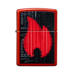 Bật Lửa Zippo 49584 Flame Logo Đỏ Kim Loại - Bật Lửa Chống Gió Sang Trọng, Quà Tặng Đặc Biệt Cho Nam Giới