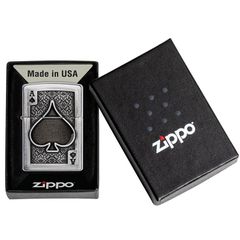 Bật Lửa Zippo 49637 Ace Of Spades Emblem - Họa Tiết Quân Bài Át Bích Chắc Chắn, Quà Tặng Thời Trang Sang Trọng