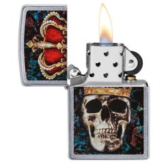 Bật Lửa Zippo 49666 Skull King Design - Đầu Lâu Quý Tộc, Vương Miện Hoàng Gia, Quà Tặng Sang Trọng, Thiết Kế Độc Đáo