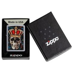 Bật Lửa Zippo 49666 Skull King Design - Đầu Lâu Quý Tộc, Vương Miện Hoàng Gia, Quà Tặng Sang Trọng, Thiết Kế Độc Đáo