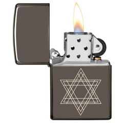 Bật Lửa Zippo 49685 Star of David Design - Bật Lửa Đồng Thau Khắc Biểu Tượng Tâm Linh Do Thái, Quà Tặng Độc Đáo