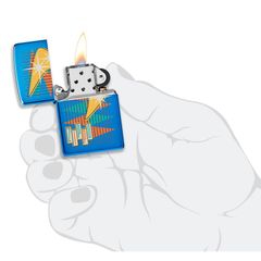 Bật lửa Zippo 49768 Retro - Thiết Kế Cổ Điển Chống Gió, Đồng Thau Nguyên Khối, Màu High Polish Blue, Quà Tặng Sang Trọng