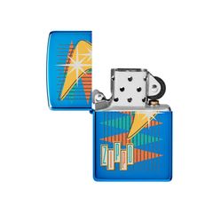 Bật lửa Zippo 49768 Retro - Thiết Kế Cổ Điển Chống Gió, Đồng Thau Nguyên Khối, Màu High Polish Blue, Quà Tặng Sang Trọng