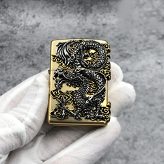 Bật lửa Zippo Flying Dragon ZA-1-80A - Bật lửa đồng thau cao cấp với họa tiết rồng điêu khắc độc đáo, quà tặng sang trọng cho tín đồ đam mê đồ sưu tầm.