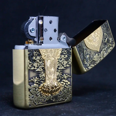Bật Lửa Zippo Gate Of Happiness Gold ZA-4-67A - Bật Lửa Chống Gió Sang Trọng Khắc Phật Bà Quan Âm, Quà Tặng Độc Đáo