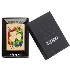 Bật Lửa Zippo Graffiti Clover Design 49125 - Hình Cỏ Ba Lá Nghệ Thuật, Bền Bỉ, Độc Đáo, Quà Tặng Cho Fan Zippo