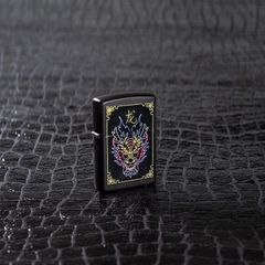 Bật Lửa Zippo Neon Dragon Design 49396 - Bật Lửa Kim Loại Chạm Khắc Rồng Neon Độc Đáo, Quà Tặng Cho Fan Thích Thời Trang