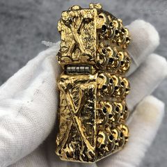 Bật Lửa Zippo Skull J Gold ZA-3-100A - Thiết Kế Đầu Lâu Màu Vàng Gold, Chất Liệu Đồng Thau, Quà Tặng Đặc Biệt Cho Người Yêu Thích