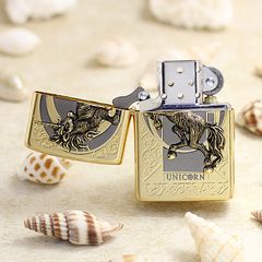 Bật Lửa Zippo ZA-1-32A Unicorn Gold - Bật Lửa Cao Cấp Hình Ngựa Unicorn Mạ Vàng, Món Quà Độc Đáo Cho Fan Fandom