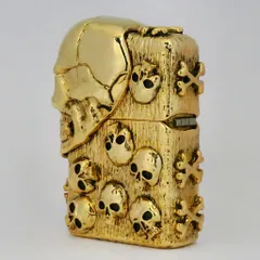 Bật Lửa Zippo ZA-3-185A The Armor Skull Gold - Họa Tiết Đầu Lâu Mạ Vàng, Chất Liệu Đồng Thau Cao Cấp, Độc Lạ, Phong Cách Cá Tính