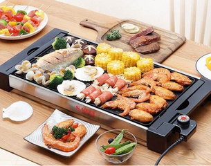 Bếp Nướng Điện Không Khói SATO BN21 - Thiết Kế Hiện Đại, Khay Nướng Rộng, Tiết Kiệm Điện, Công Suất 1500W, Phù Hợp Mọi Món Nướng