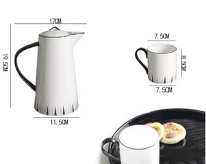 Bộ Ấm Chén Sứ Trắng Họa Tiết Tam Giác - Sang Trọng Kèm Giá Treo Gỗ, Dung Tích 1100ml Chất Lượng Cao, Quà Tặng Ý Nghĩa